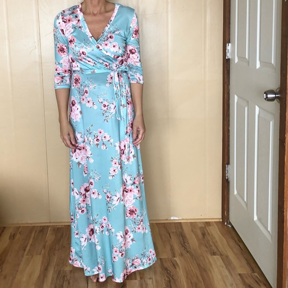 Blue/Pink Small Maxi Dress